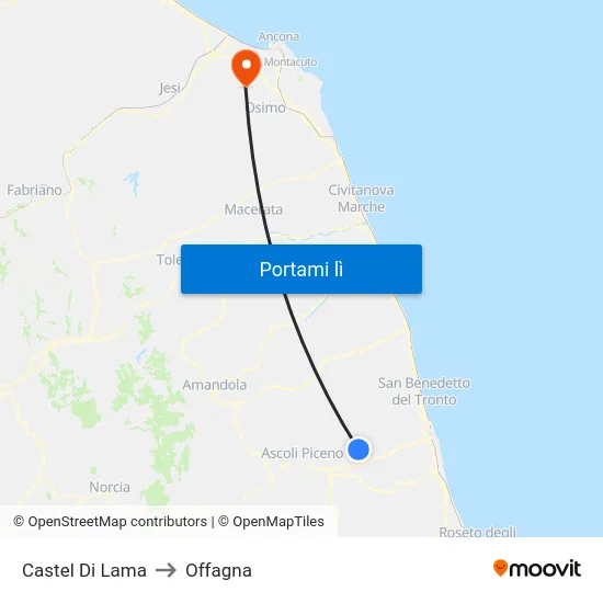 Castel Di Lama to Offagna map