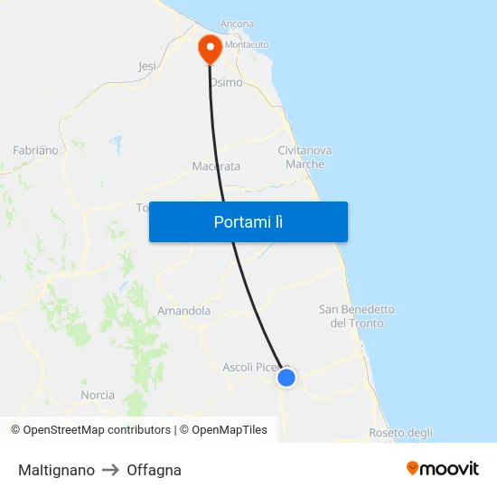 Maltignano to Offagna map
