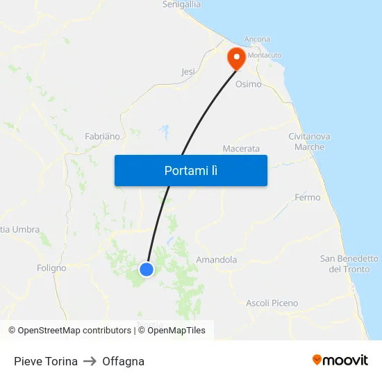 Pieve Torina to Offagna map