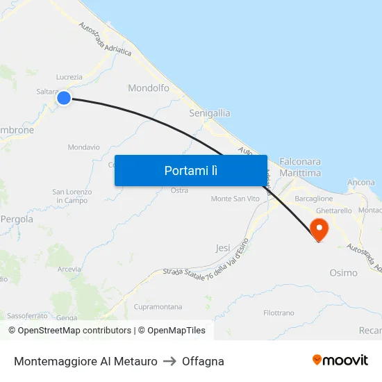 Montemaggiore Al Metauro to Offagna map