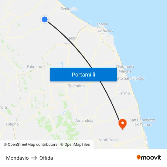 Mondavio to Offida map