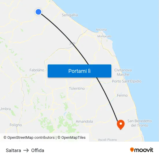 Saltara to Offida map