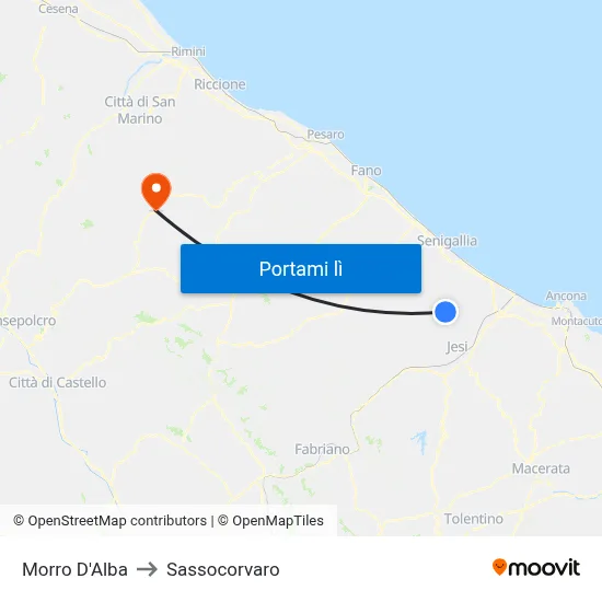 Morro D'Alba to Sassocorvaro map