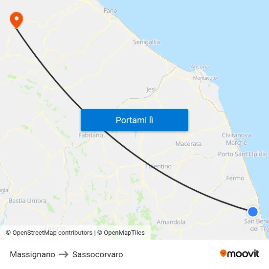Massignano to Sassocorvaro map