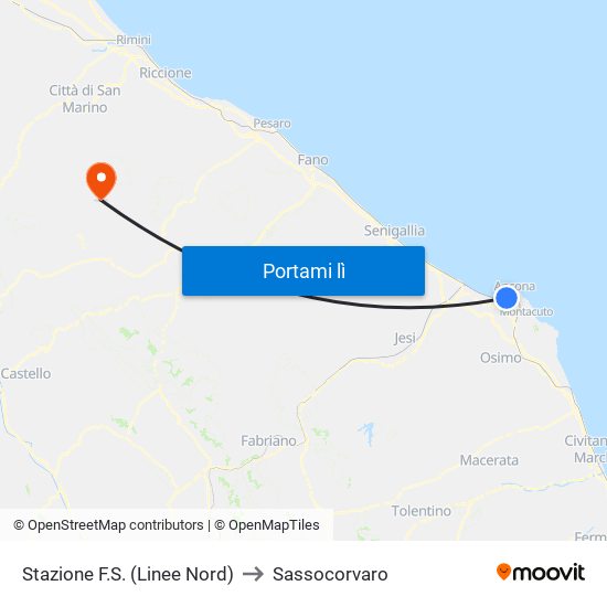 Stazione F.S. (Linee Nord) to Sassocorvaro map