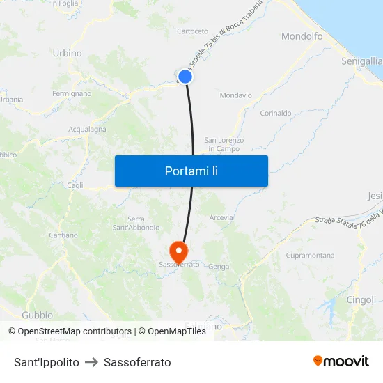 Sant'Ippolito to Sassoferrato map