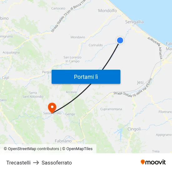 Trecastelli to Sassoferrato map