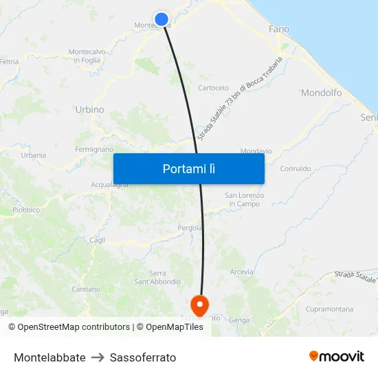 Montelabbate to Sassoferrato map
