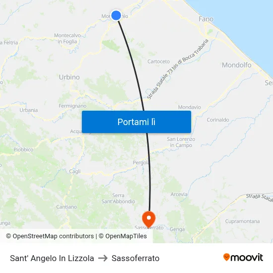 Sant' Angelo In Lizzola to Sassoferrato map