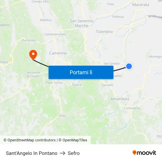 Sant'Angelo In Pontano to Sefro map