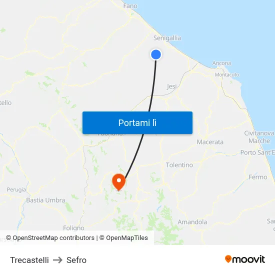 Trecastelli to Sefro map
