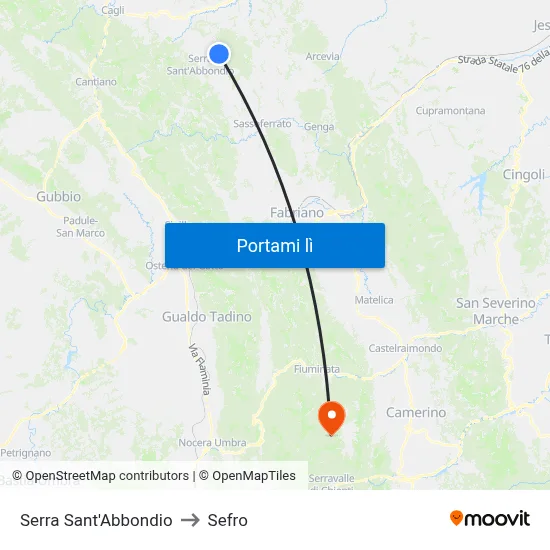 Serra Sant'Abbondio to Sefro map