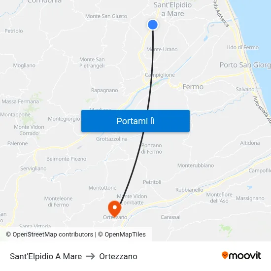 Sant'Elpidio A Mare to Ortezzano map