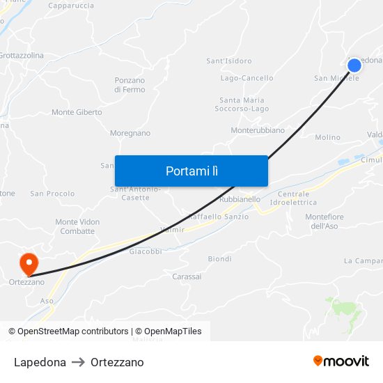 Lapedona to Ortezzano map