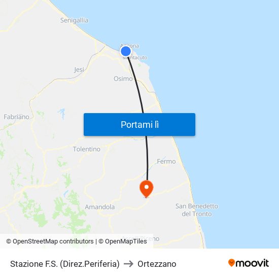 Stazione F.S. (Direz.Periferia) to Ortezzano map