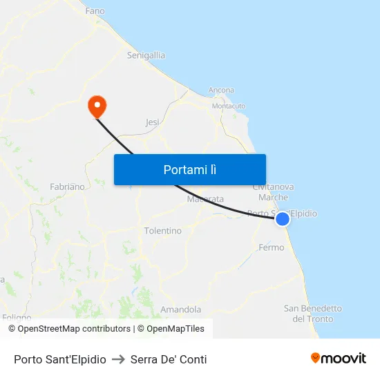 Porto Sant'Elpidio to Serra De' Conti map