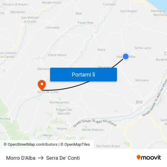 Morro D'Alba to Serra De' Conti map