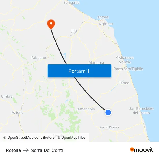 Rotella to Serra De' Conti map