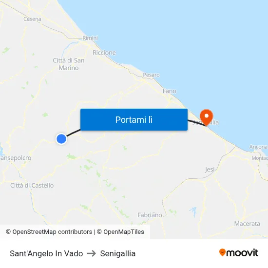 Sant'Angelo In Vado to Senigallia map