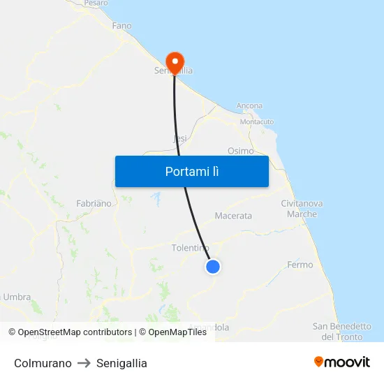 Colmurano to Senigallia map