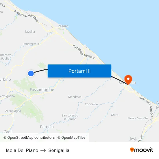 Isola Del Piano to Senigallia map