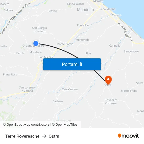 Terre Roveresche to Ostra map