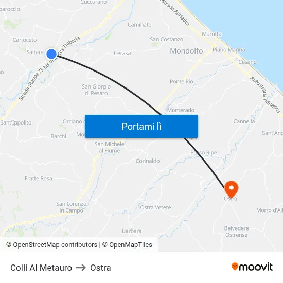 Colli Al Metauro to Ostra map