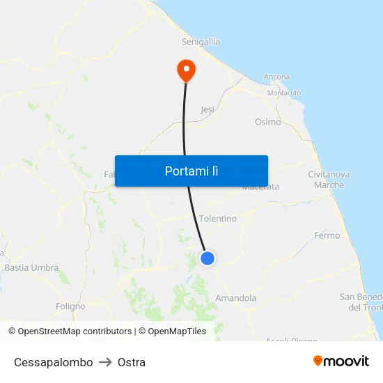 Cessapalombo to Ostra map