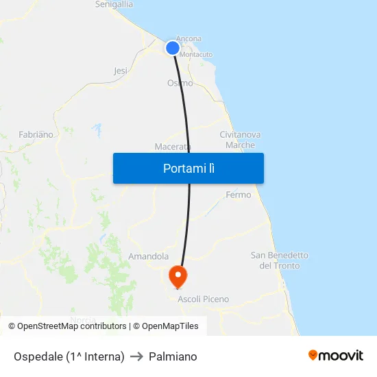 Ospedale (1^ Interna) to Palmiano map