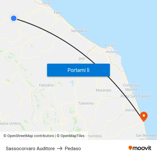Sassocorvaro Auditore to Pedaso map