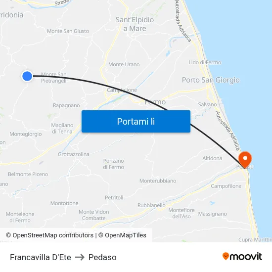 Francavilla D'Ete to Pedaso map