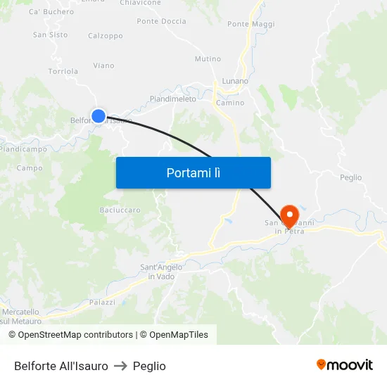 Belforte All'Isauro to Peglio map