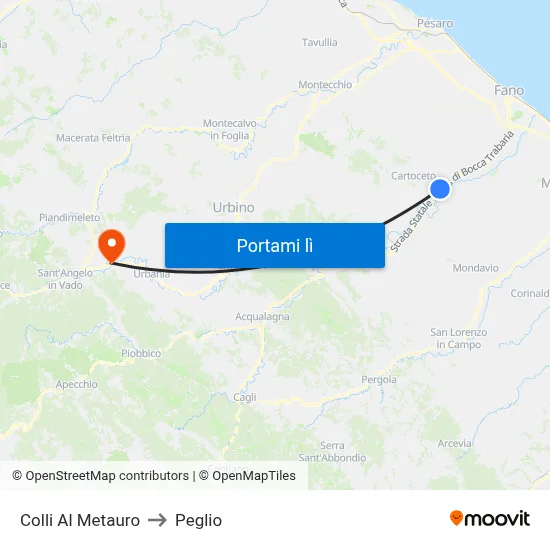 Colli Al Metauro to Peglio map