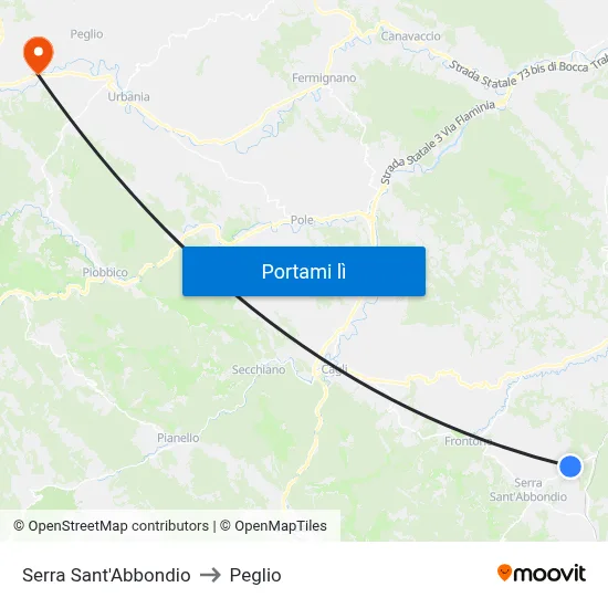 Serra Sant'Abbondio to Peglio map