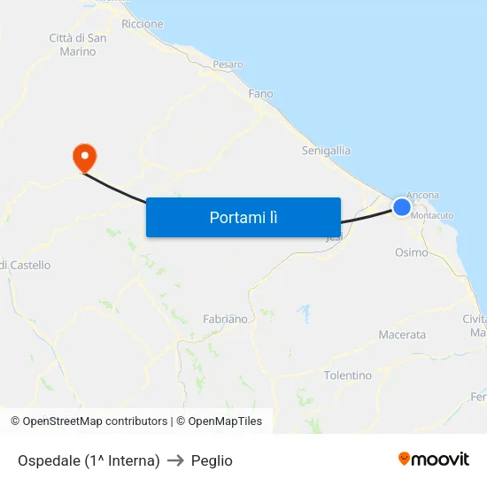 Ospedale (1^ Interna) to Peglio map