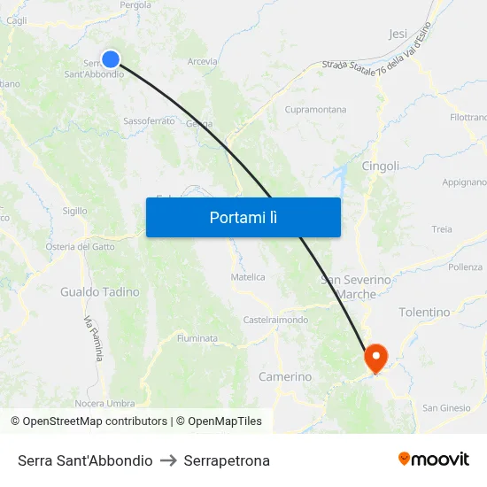 Serra Sant'Abbondio to Serrapetrona map