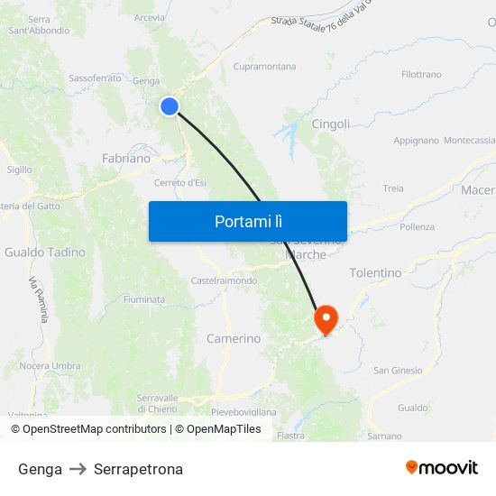 Genga to Serrapetrona map