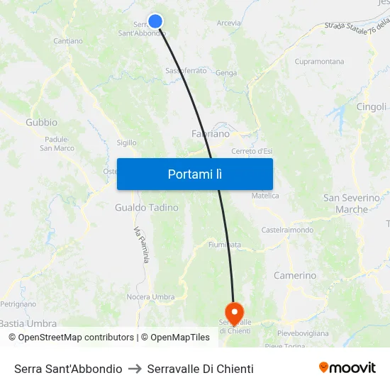 Serra Sant'Abbondio to Serravalle Di Chienti map