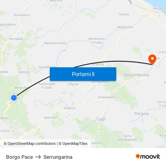 Borgo Pace to Serrungarina map