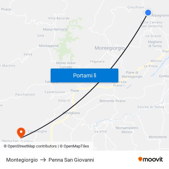 Montegiorgio to Penna San Giovanni map