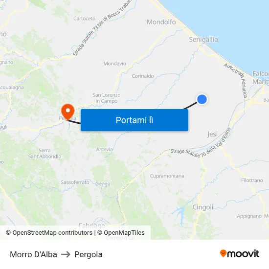 Morro D'Alba to Pergola map