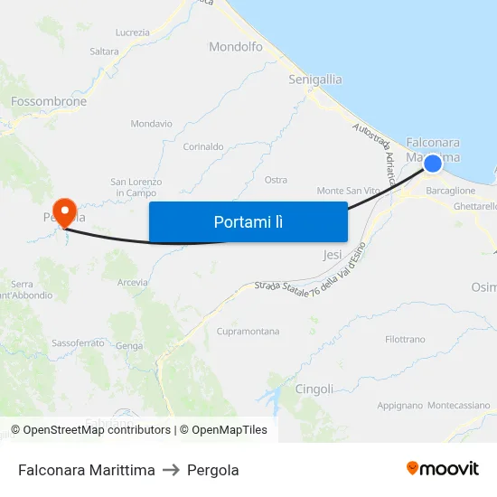 Falconara Marittima to Pergola map