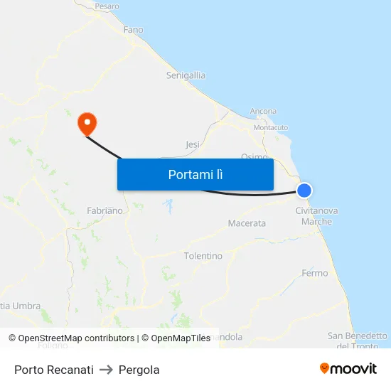 Porto Recanati to Pergola map