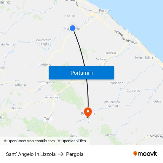 Sant' Angelo In Lizzola to Pergola map