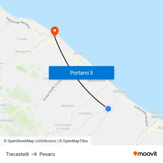 Trecastelli to Pesaro map