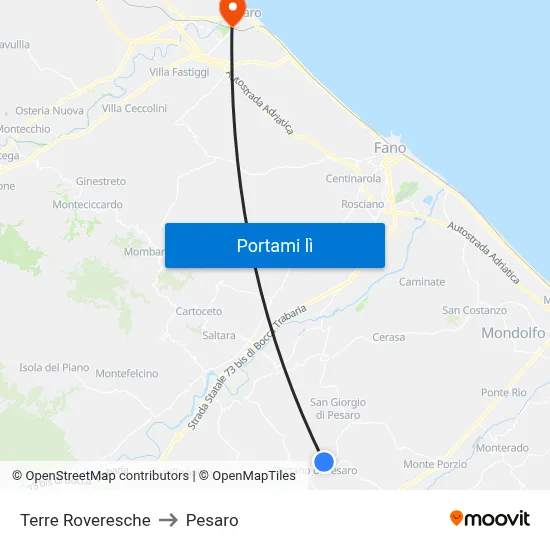Terre Roveresche to Pesaro map