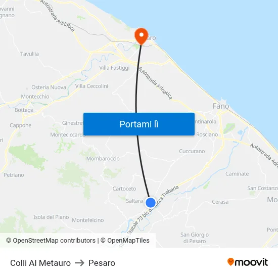 Colli Al Metauro to Pesaro map