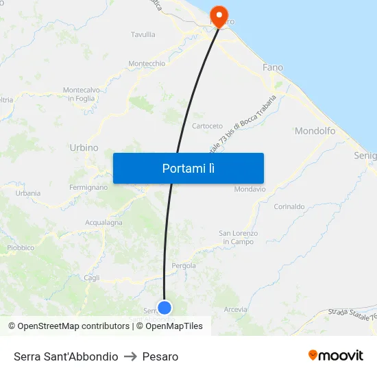 Serra Sant'Abbondio to Pesaro map