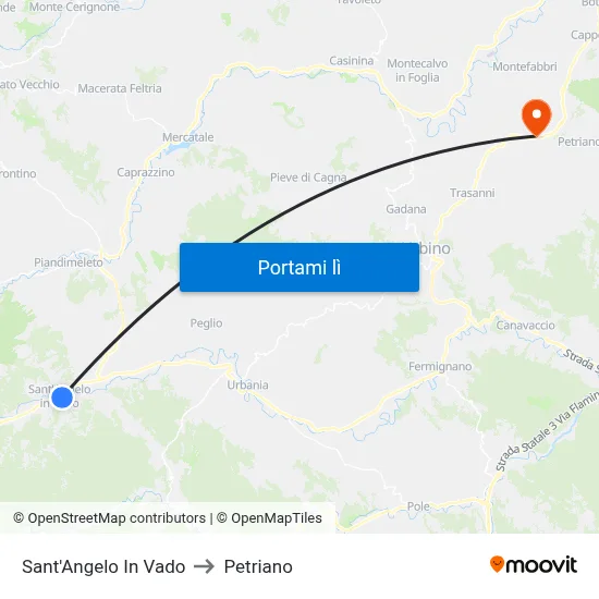 Sant'Angelo In Vado to Petriano map