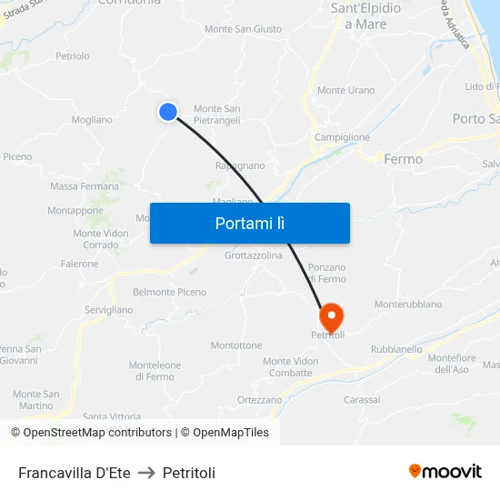 Francavilla D'Ete to Petritoli map